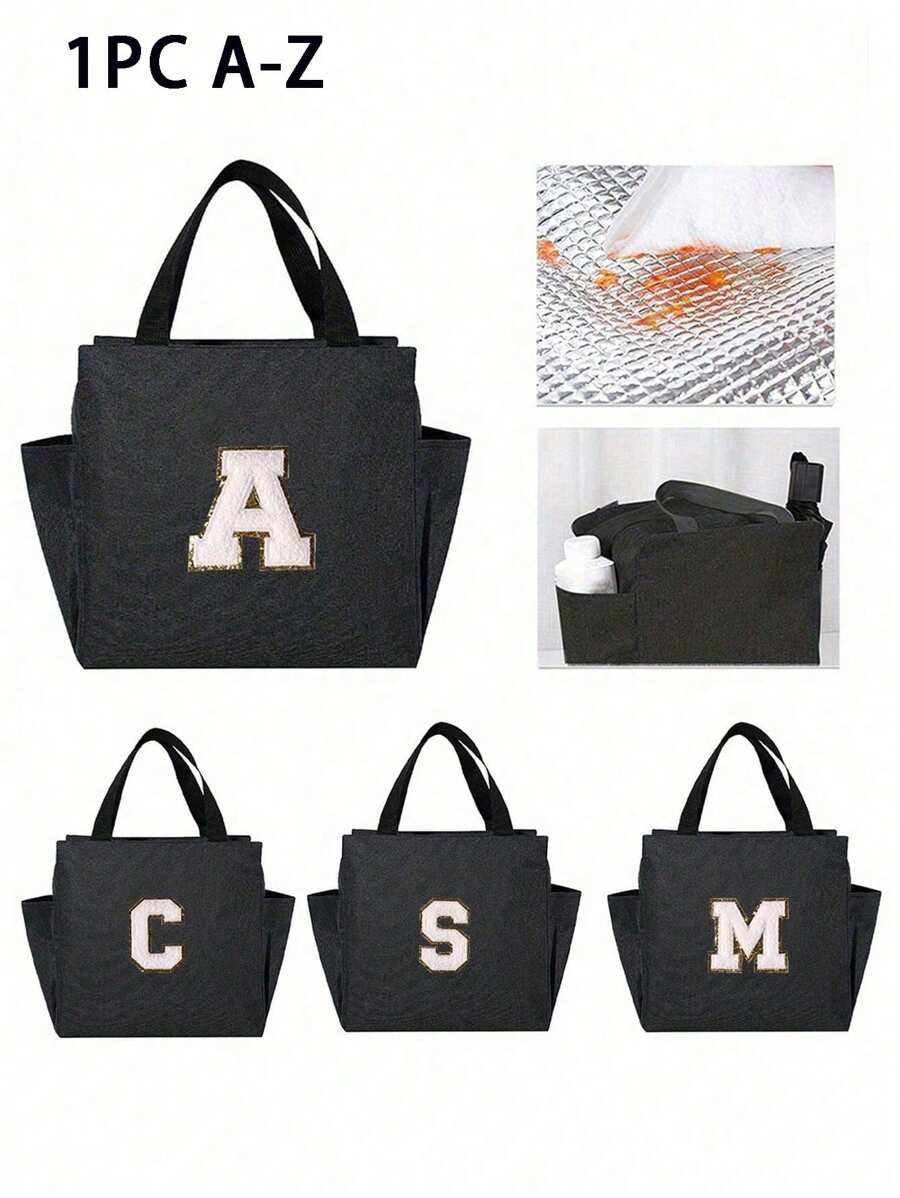 新款多巴胺大容量双层午餐袋防水便携式午餐盒袋阳离子大号保温袋冰袋加厚野餐袋保温冷藏午餐盒袋野餐旅行户外夏季海滩女士野餐包保温午餐袋多功能野餐包通勤便当袋学校收纳袋教师储物袋教室袋教室收纳袋女士女士学校用品配件旅行必需品假期返校学校用品学校必需品学校袋女士午餐袋 - 黑色 - 查看 1