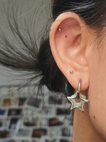 1pair Korean Star Earrings For Women Gothic Pentagram Pendant Earrings Y2K Punk Earrings Removable Simple Earrings Hip Hop Jewelry