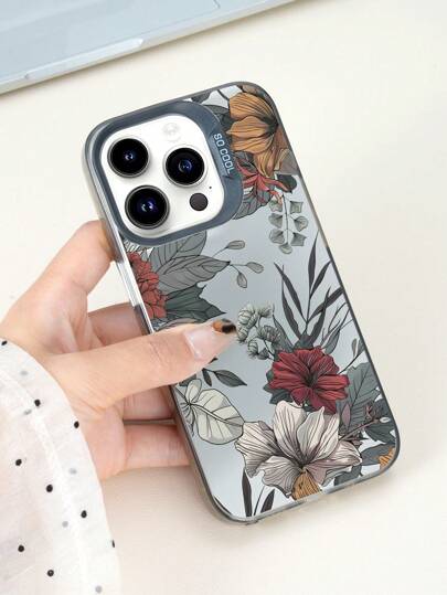 1pc Black TPU+PC Retro Flower Pattern Anti-Drop Phone Case With IMD Laser Technology, Compatible With IPhone Case/Matching Phone Case/Interesting Phone Case/Galaxy Phone Case/Redmi Phone Case/Oppo Case/Matching Phone Case Compatible With Iphone 15 PRO MAX Phone Case/IPhone 14 Pro Max Case/Galaxy A05 Case/Galaxy A54 5G Case/Galaxy A52/A52s 5G Case/Galaxy S21 FE 5G Case/Galaxy S23 Ultra Case/Galaxy S24 Ultra 5G Case/Xiaomi Poco X5 Pro Case
