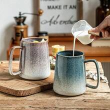 1pc 26oz Extra Large Ceramic Coffee Mug With Spoon And Wooden Lid, Tea Cups With Handle For Coffee, Tea, Milk - Multicolor - View 2