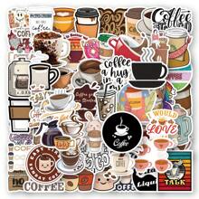 50入組咖啡貼紙，適用於剪貼簿、日記、筆記型電腦、杠、滑板、水瓶、電腦、手機、卡通、硬帽、汽車貼紙與貼花 - 彩色 - 查看 1