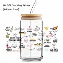 1pc UV DTF Transfer Sticker, Rub On Transfers Stickers For Crafting Waterproof Decals UV DTF Transfer Sticker For 16OZ Glass Cups, Bottle Sticker Adhesive Sticker-High Quality - Multicolor - View 2