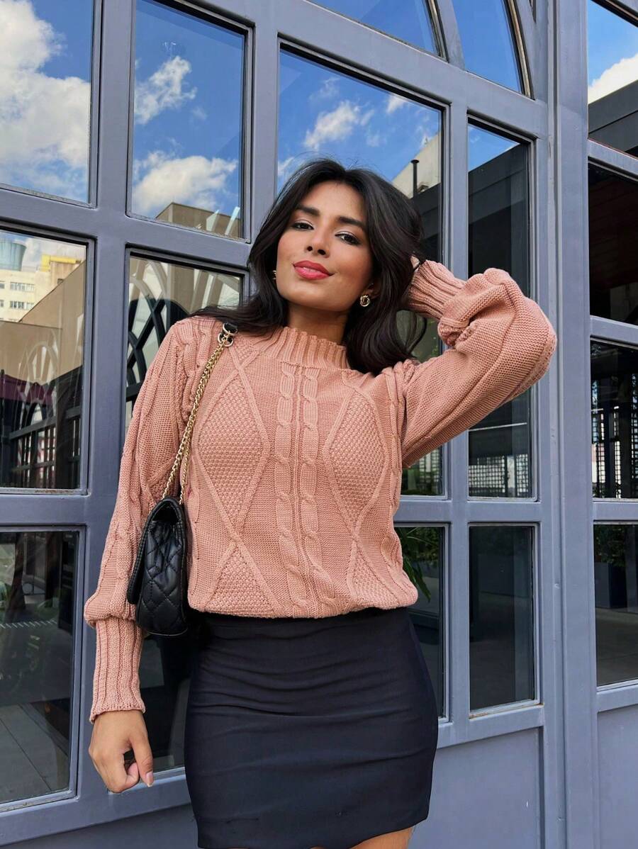 Women Sweaters - 杏色 - 查看 1