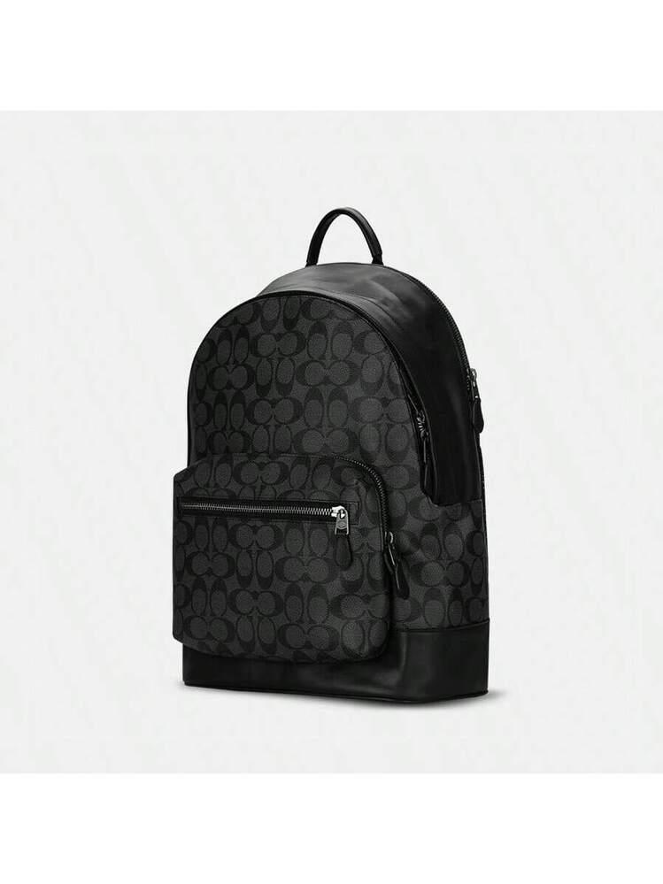 Coach West Backpack In Signature Canvas Men's Large Shoulder Bag Charcoal  Black 2736 QBAF4 | SHEIN USA