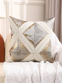 1pc Golden Thread Geometric Jacquard Pillowcase