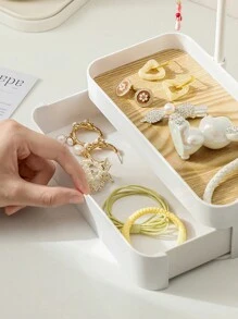 1 Peça Organizador de Joias de Camadas Duplas com Gaveta para Exposição de Pulseiras e Colares, Decoração de Mesa de Volta às Aulas