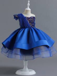 Festliches Blumenmädchen Partykleid für Kleine Mädchen, Tanz-Kostüm mit Tüll und Glitzer, süßes Geburtstags-Prinzessinnenkleid für Mädchen