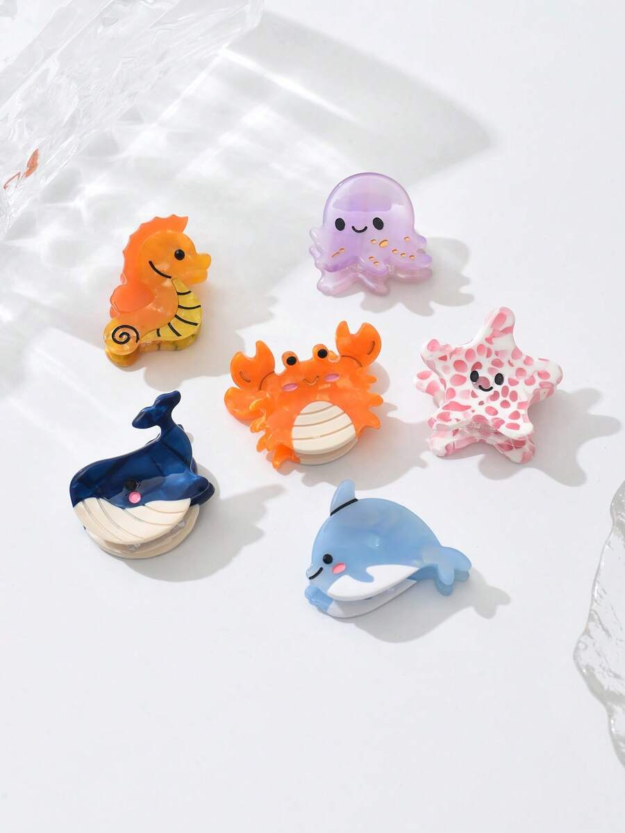 3pcs Acetate Sheet Cute Ocean Animal Hair Clips, Funny Side Bangs Hairpins For Daily Wear Hair Claws Claw Clips Hair Jaw Clip Hair Clamps Hair Clutch Hair Catcher Clip Fall Winter Hair Accessories For Women For Vacation Outfits Woman