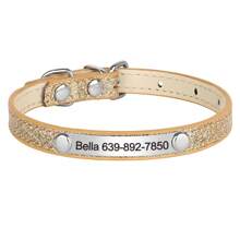 Colorful Cat Engraved Collar, Personalized Pet ID Collar, Adjustable & Anti-Lost, Made Of PU Material Ornamental,Engraved,Stainless Stylish,Fashion,Colorful,Vintage,Cute,Contracted,Cuties Custom,Unique,Customized,Personalized Pet For Anniversaries,For Birthdays,Vacay Vibes,Pet Supplies,Customized Pet Collars, Leashes & Harnesses - Gold - View 5