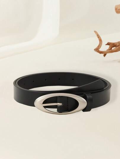 1pc Ladies Oval Buckle Casual, Versatile, New Summer Fashion Waist Belt