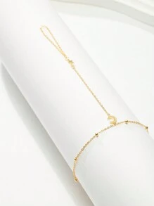 SYMFNY 1 pieza Anillo y pulsera de plata de ley 925 con combinación minimalista y elegante de estrella y luna con circonita cúbica - Amarillo Oro - Ver 3