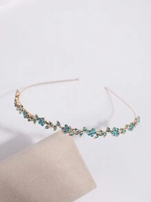 1件装女士时尚日常花卉水钻发箍，精致别致的发带，发箍，发圈，发饰，头饰 - 彩色 - 查看 3