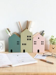 AYING 1 Stifthalter in Hausform aus Holz, elegantes minimalistisches Design, geeignet für Lernutensilien im Wohnheim, Aufbewahrungsbox für Schreibwaren, Make-up-Pinselhalter, Schreibtisch-Organizer, Heimdekoration. Bietet Platz für Stifte, Scheren, Augenbrauenstifte und kleine Gegenstände, ideal für Unternehmen, den Schulanfang, Zuhause und Studenten, Schreibtischzubehör, Desktop-Organizer, Kosmetikaufbewahrung, Stiftehalter