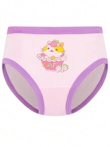 8pcs Young Girl Soft Comfortable Cartoon Pattern Briefs Casual Underwear Set