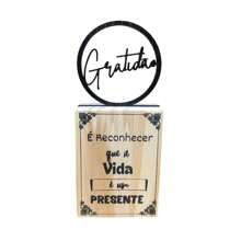 Palavra Gratidão Decoração de Mesa Gratidão Placa de Mesa Decorativa Gratidão - Preto - Visão 1