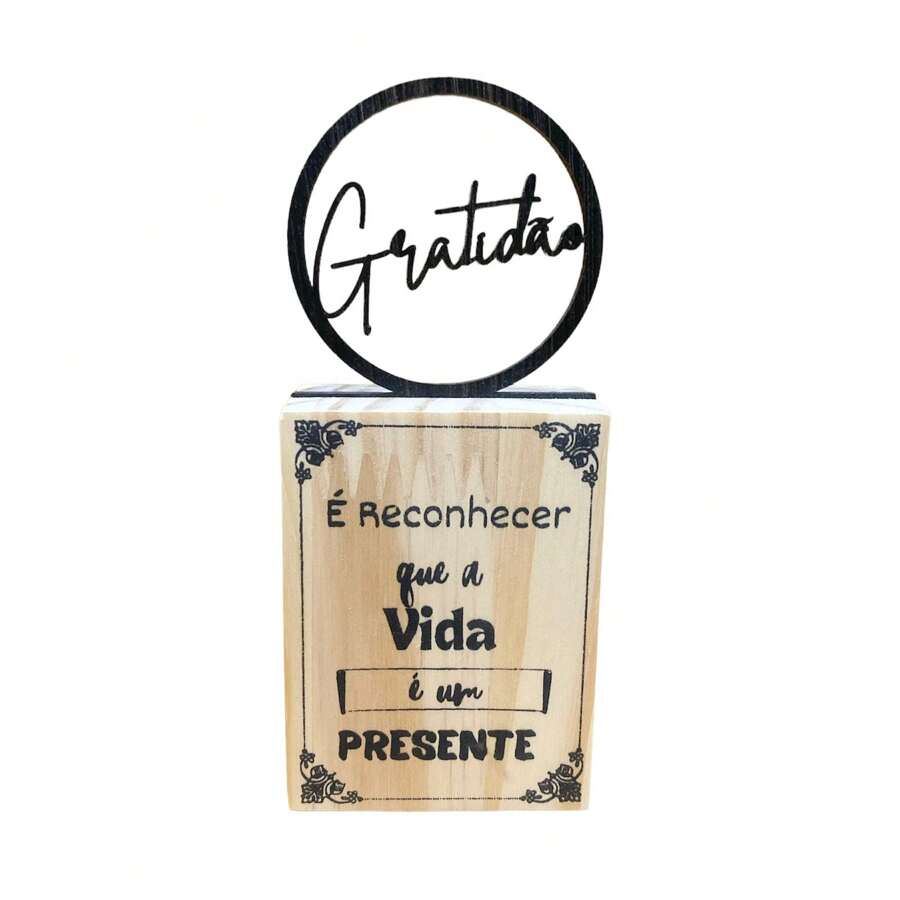 Palavra Gratidão Decoração de Mesa Gratidão Placa de Mesa Decorativa Gratidão - Preto - Visão 1