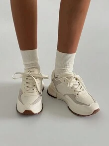 SRSOO 2025 复古德国训练鞋，厚底厚底运动鞋，女款，春秋 - 米色 - 查看 9