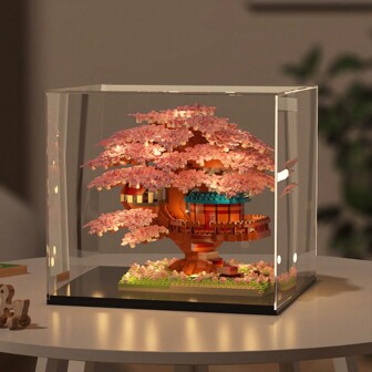 Mini Sakura Tree House Building Block Model, Buildable Block Toy, Collectible Decor Item, Endless Blooming Flowers, Home & Office Decoration, Adult Building Block Toy, Wedding/Holiday/Birthday/Halloween/Christmas Gift