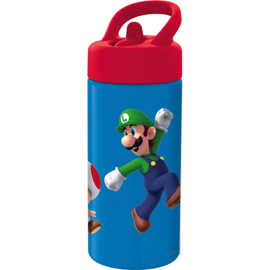 Nintendo SUPER MARIO BROS. زجاجة سوبر ماريو 410 مل - زجاجة محمولة مرخصة رسميًا - تصميم إرجونومي - مثالية للترطيب اليومي - مواد مقاومة - غطاء محكم الإغلاق - متعدد الألوان - مشاهدة 1