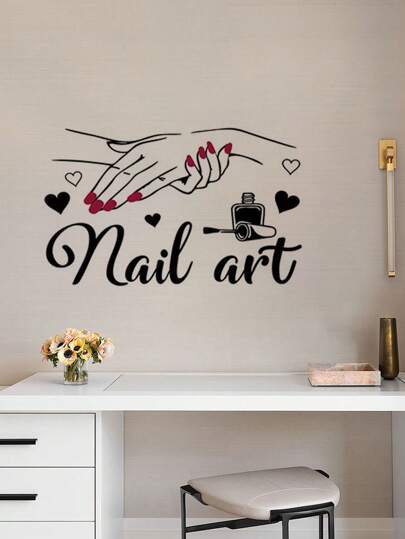 1 pieza Hermoso adhesivo de pared con manos y decoraciones de uñas, adecuado para tocador y pared del espejo, decoración del hogar, PVC removible, adhesivos, calcomanía de pared, calcomanía de vinilo para decoraciones del hogar, artículos de decoración de primavera para refrescar su hogar, adhesivos de decoración de ramas, regalos de cumpleaños y graduación