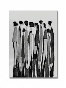 1 件，可定制画框，大尺寸，高清帆布印刷海报，油画帆布喷墨，抽象人物形象单色图案，现代北欧小众装饰艺术风格，适用于客厅、卧室、床头、沙发背景、玄关柜、桌面、壁挂艺术，可更换画布，最大尺寸 90*130 厘米，桐木磁性挂轴（配简约木质挂轴），艺术礼品，家居装饰 - 黑與白 - 查看 13