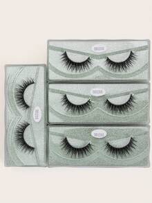 12 Pairs Of Natural Cross Full False Eyelashes No Box,Thick Curling Fluffy Eyelashes For Party Use Manga Eyelashes, Travel Essentials - Black - View 2