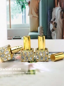 1PC,10ML Square Geometry Pattern Spray Perfume Dispenser Bottle Electroplated Gold Mini Travel Portable Empty Bottle - Multicolor - View 5