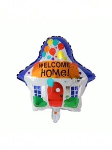 5 piezas Nuevos globos de aluminio con forma de casa, globos de decoración para fiesta de bienvenida al hogar - Multicolor - Ver 6