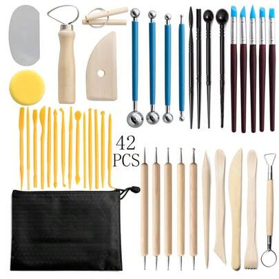 Bộ dụng cụ điêu khắc gốm sứ 42 món, dao khắc gốm thủ công DIY, bút chấm bi