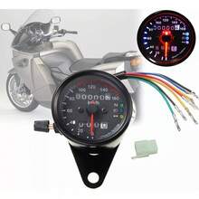 1pc Universal Motorcycle Speedometer With LED Indicator, Voltage: 12V, Suitable For All Motorcycles. Material & Functionality: Premium Stainless Steel Material, Multi-Functional Motorcycle Speedometer With Dual Odometer, Turn Signal Indicator With High Beam And Neutral Light. - Black - View 5