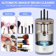 Electric Makeup Brush Cleaner Machine | 2024 Upgrade Cosmetic Brush Cleaner | Automatic Make Up Brush Cleaner Spinner | Deep Cleaning  Technology For All Brush Sizes (White, A)