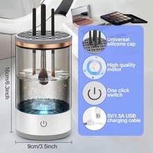 Electric Makeup Brush Cleaner Machine | 2024 Upgrade Cosmetic Brush Cleaner | Automatic Make Up Brush Cleaner Spinner | Deep Cleaning  Technology For All Brush Sizes (White, A)