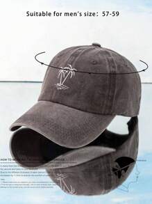 1 Máy Tính Unisex Y2k Phong Cách Thêu Cây Cọ Nước Rửa Sạch Mũ Bóng Chày Mũ Chống Nắng Cho Thể Thao Ngoài Trời, Đi Làm Hàng Ngày - Cà phê nâu - Xem 4