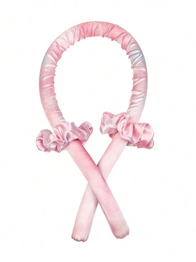 3件套梦幻星空蓝粉扎染优雅发圈及免加热卷发带，甜美美发工具套装，学习用品，礼物，卷发器，发饰，发带，头饰，女士发饰