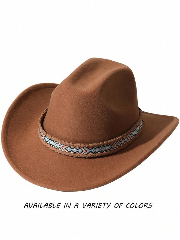1 szt. Męski pasek dekoracyjny Boho Cowgirl Hat Jazz Panama Sun Hat Miękki filcowy kapelusz plażowy Kapelusz kowbojski Kapelusz Fedora na zewnątrz