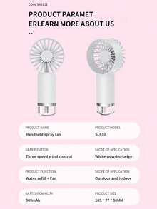 Anirun Quạt bỏ túi cầm tay nhỏ USB có ba chế độ cài đặt năng lượng gió kèm bình xịt phun sương cho học sinh và người lớn - Hoàn hảo cho mùa hè Giảm nhiệt - Nhiều màu - Xem 10