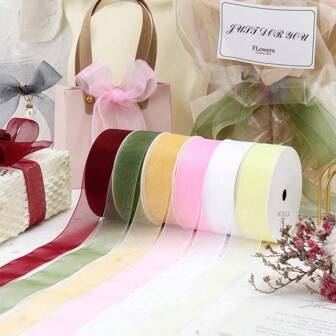 50y Clear Decorative Snow Organza Ribbon, 3.8cm Wide Satin Ribbon, DIY Gift Packaging, Hair Accessories & Craft Ribbon,Christmas Valentine Day