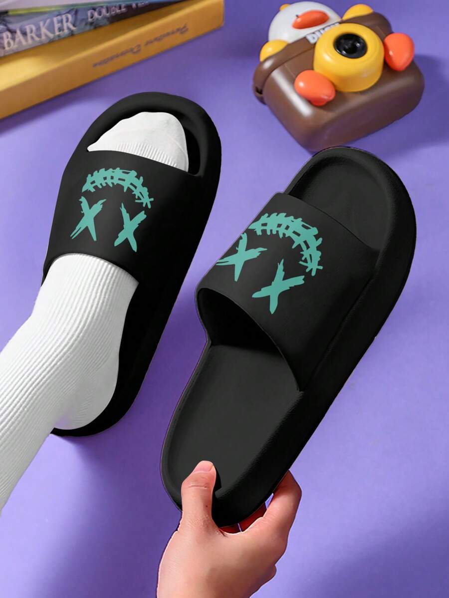 XX Unisex Fashionable Casual Contrast Letter Print EVA Lightweight & Breathable House Slippers, Suitable For Indoor & Outdoor, Beach, Hiking, Daily Wear