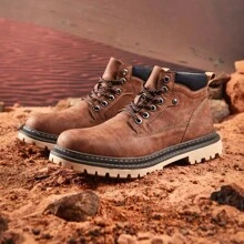 男式防水遠足靴，休閒中幫靴 - 棕色 - 查看 2