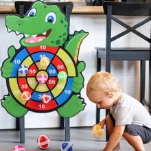 Dartboard Sticky Ball Target, Interactive Indoor/Outdoor Throwing Toy Set Including 3 Balls - Blue - View 5