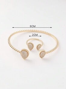 1set Women's Simple And Multi-Functional Open Bangle Ring Set With Teardrop-Shaped Design