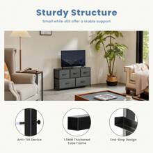 Sweetcrispy 5 Ngăn Kéo Rộng, Tủ Vải Dài, Đơn Vị Tổ Chức Lưu Trữ Cho Tủ Quần Áo, Phòng Ngủ, Phòng Khách, Ký Túc Xá Trở Lại Trường Học - Xám - Xem 7