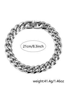 1pc Stainless Steel Men's Ins Thick Bracelet Jewelry Polished Punk Hand Accessory With Clasp