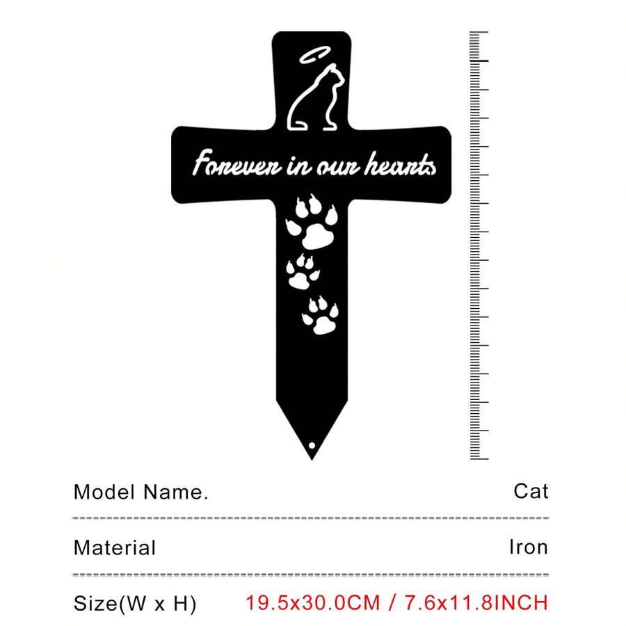 1pc Metal Cross For Cat Grave Memorial, Cat Cemetery Marker Garden