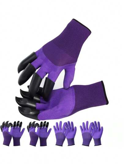 1 par de guantes de jardinería, a prueba de espinas, impermeables, con garras, resistentes a la abrasión, sueltan la tierra, para extraer y plantar semillas, guantes protectores para la agricultura y jardinería