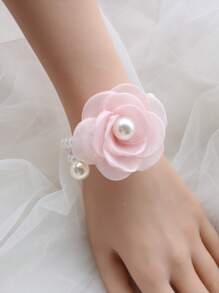 1 Stück elegante violett & rosa koreanische Stil elastische Braut Handgelenk Corsage, Hochzeit & Party Dekoration Halloween Valentinstag