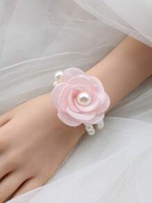 1 Stück elegante violett & rosa koreanische Stil elastische Braut Handgelenk Corsage, Hochzeit & Party Dekoration Halloween Valentinstag
