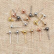 40pcs 3/4/5mm Diameter Ball Stud Earrings Basic Pins With Connector Loop For DIY Jewelry Making Accessories Supplies