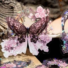 ملصقات حيوانات مائية ٢٠ ورقة (حزمة واحدة) من الديكور اليدوي للسكرابوك بتصميم سماء الدانتيل، البجع، الفراشات والزهور