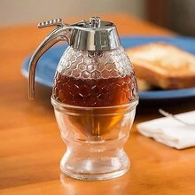 1入蜂蜜分配器，糖漿分配罐，果汁擠壓器，快速釋放黏稠的廚房調味油罐，廚房家居物品，食品，烹飪，調味料，香料，胡椒，大蒜，鹽，收納盒，派對裝飾品。 - 無色 - 查看 7